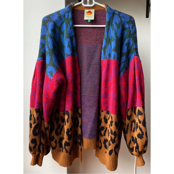 FARM RIO Leopard Striped Open Front Cardigan - Picture 3 of 10